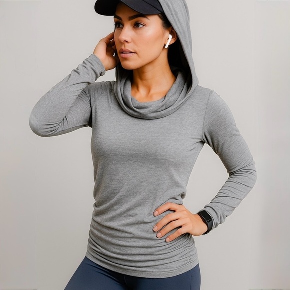 Lucy Tops - Lucy cowl neck hooded ruched, ruched sleeve pullover top ❤️